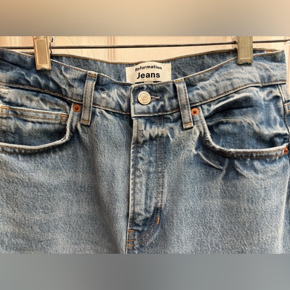 Reformation “WILDER” High Rise Wide Leg cotton distressed jeans size 27 ✨ - Picture 5 of 7